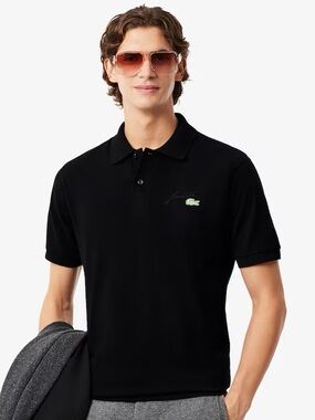 Lacoste Men’s Classic Fit Embroidery Detail Piqué Polo Black Size XXL Cotton
